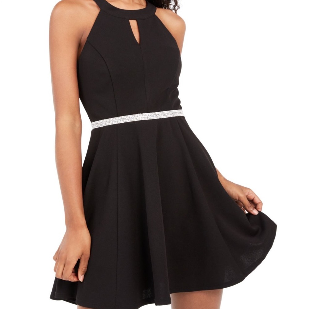 Emerald Sundae Black Embellished Cocktail Dress